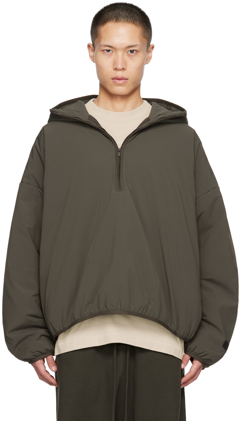 

Серый худи на молнии до половины Fear Of God Essentials, цвет Ink