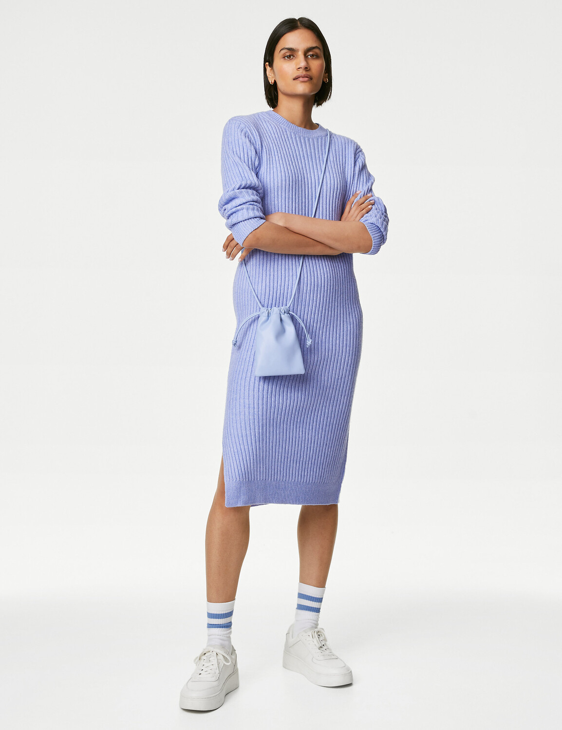 

Трикотажное платье миди в рубчик Marks & Spencer