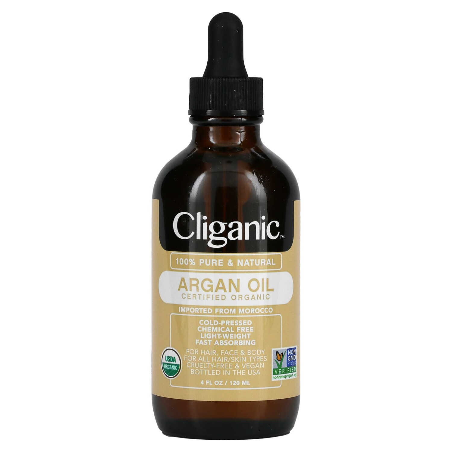 

100% чистое и натуральное аргановое масло, 120 мл (4 жидк. унции), Cliganic