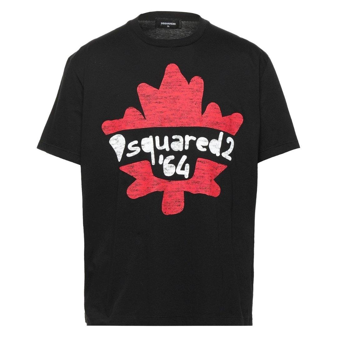 Черная футболка в клетку 64 Maple Leaf Box Fit Dsquared2, черный черная футболка с логотипом и флагом dsquared2 черный