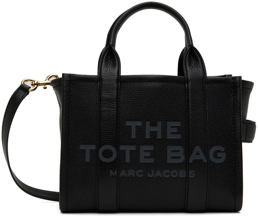 цена Черная сумка-тоут 'The Leather Small Tote Bag' Marc Jacobs