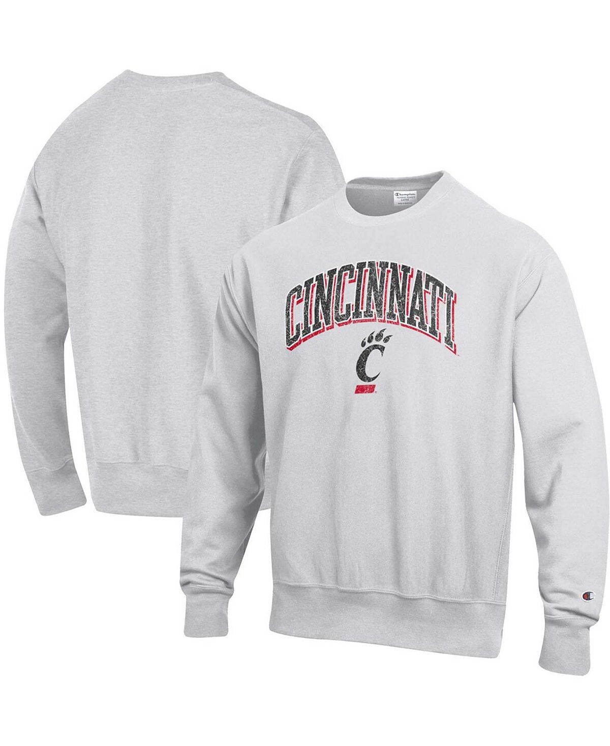 

Мужской серый пуловер обратного плетения Cincinnati Bearcats с аркой и логотипом Champion