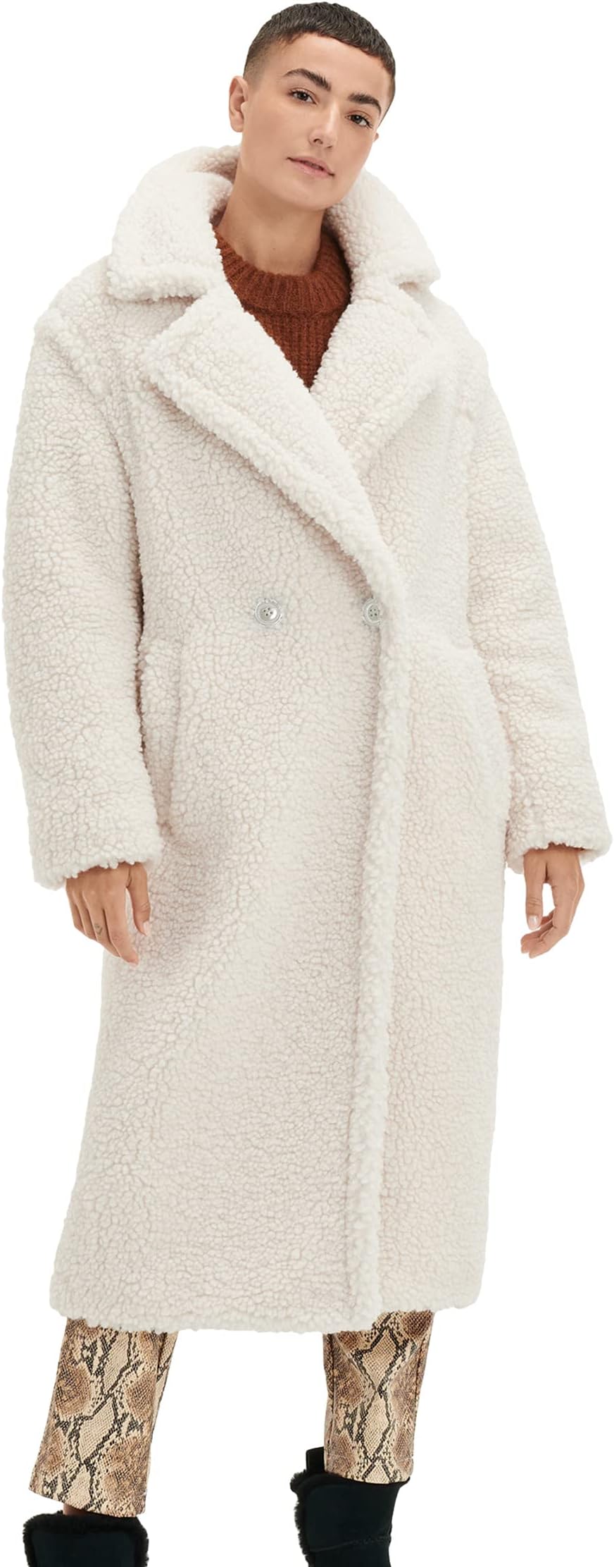 Длинное плюшевое пальто Гертруды UGG, цвет Winter White