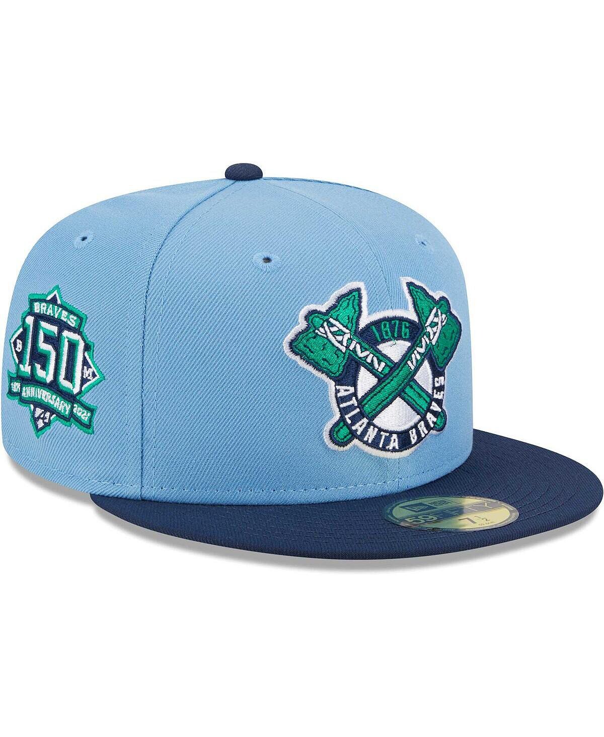 

Мужская светло-голубая, темно-синяя шляпа Atlanta Braves Green Undervisor 59FIFTY New Era