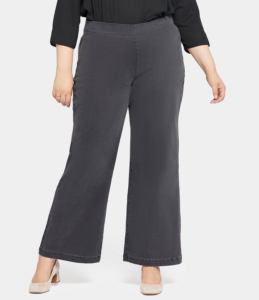 цена Широкие джинсовые брюки без застежек NYDJ Teresa больших размеров, серый