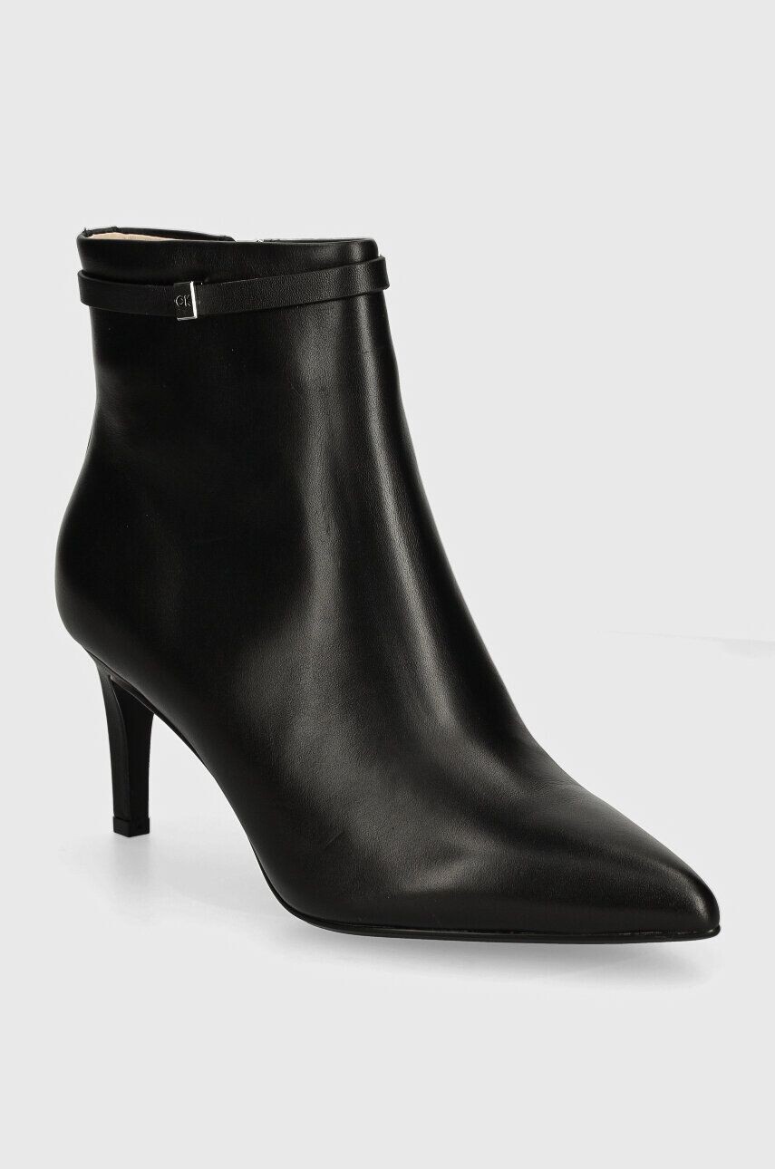 

Кожаные ботильоны Calvin Klein HEEL ANKLE BOOT 70 W/HW LTH, черный
