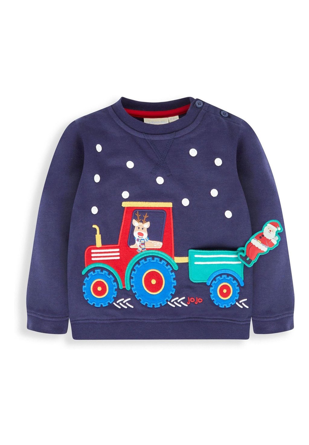 цена Толстовка Reindeer JoJo Maman Bébé, цвет navy blue santa in a tractor