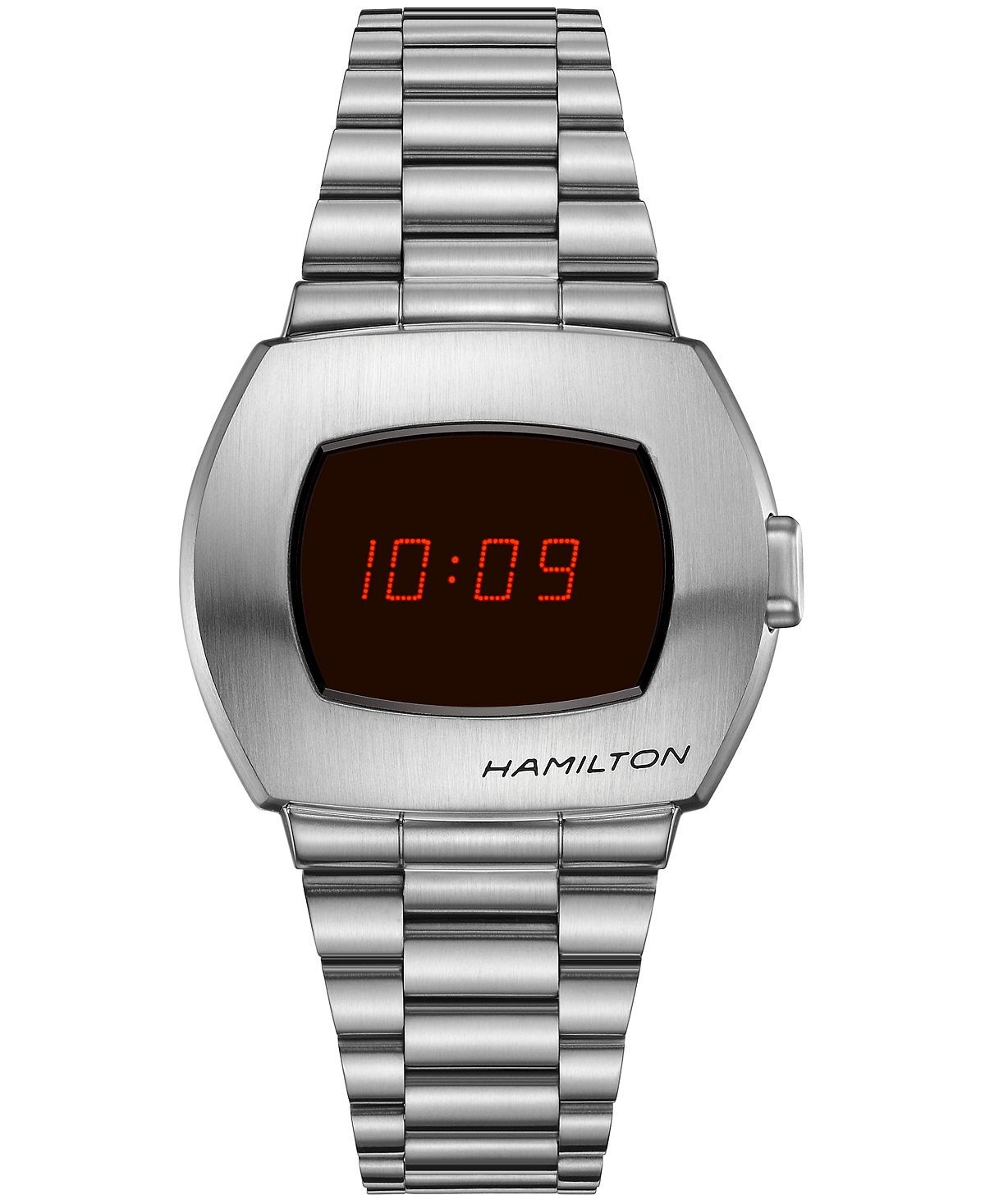 цена Унисекс Швейцарские цифровые часы Pulsar с браслетом из нержавеющей стали 34,7x40,8 мм Hamilton