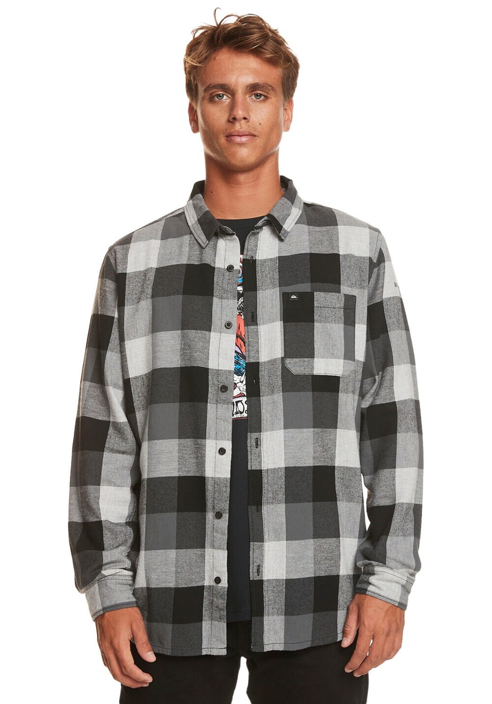 

Комфортная рубашка на пуговицах Quiksilver, серый/светло-серый