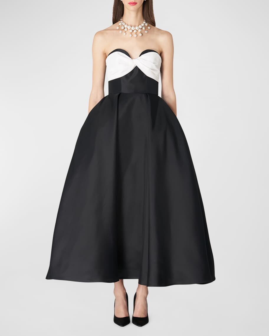 

Расклешенное платье без бретелек с перекрученным бантом Carolina Herrera