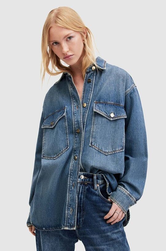 

Джинсовая рубашка Alba из хлопка AllSaints, синий