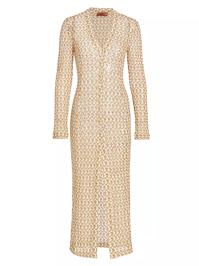 

Длинный кардиган открытой вязки цвета металлик Missoni, цвет white dark gold