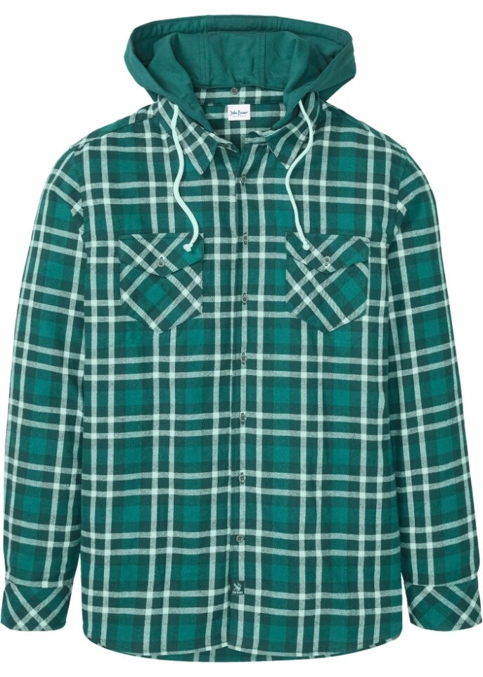 

Фланелевая рубашка с длинными рукавами и съемным капюшоном John Baner Jeanswear, зеленый