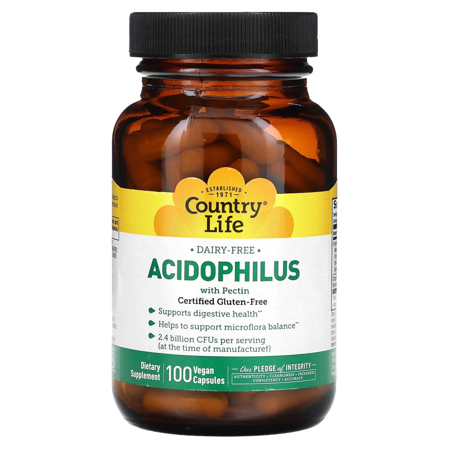 

Acidophilus с пектином, 100 веганских капсул, Country Life