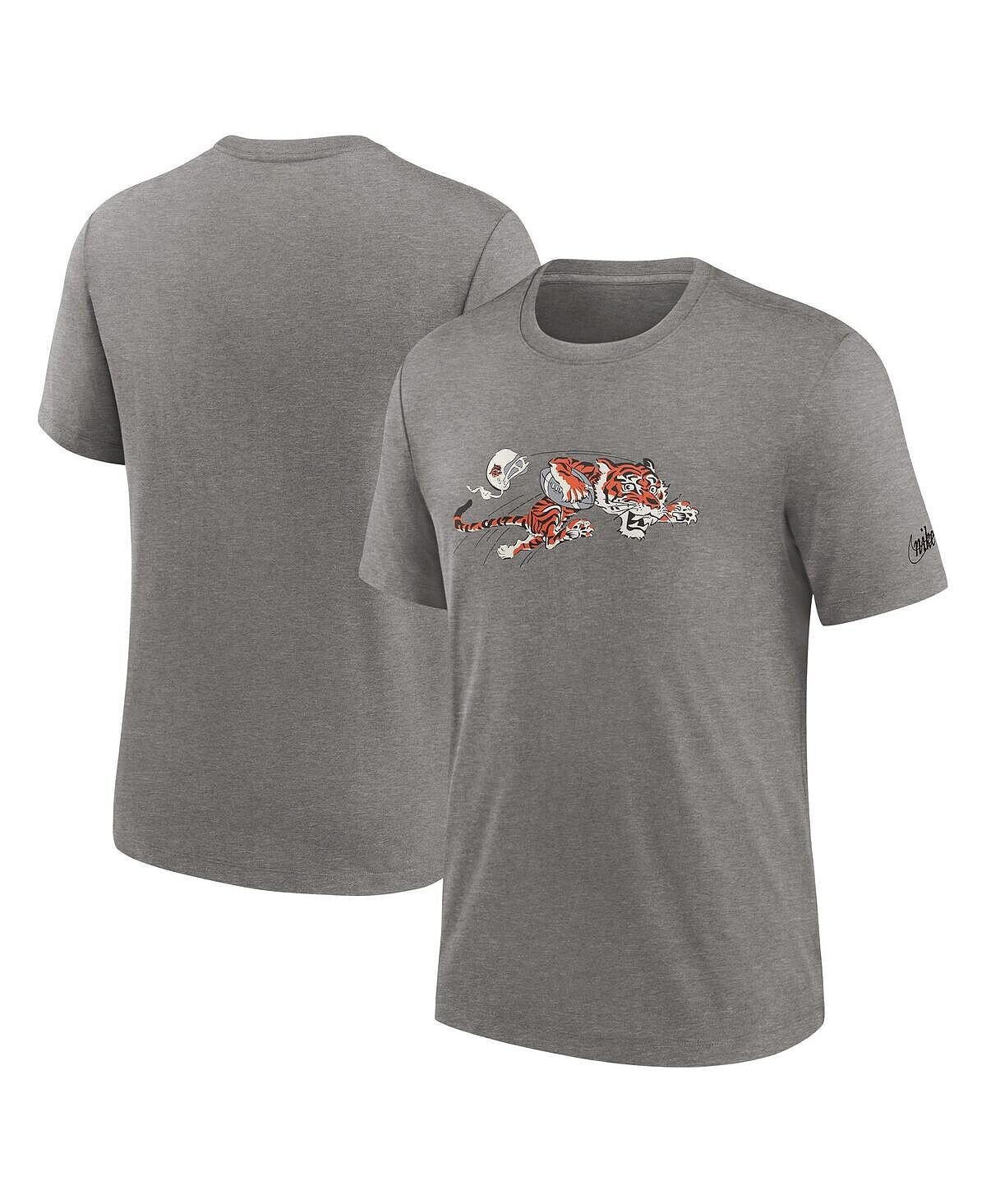 

Мужская футболка с логотипом Heather Charcoal Cincinnati Bengals Rewind Logo Tri-Blend Nike