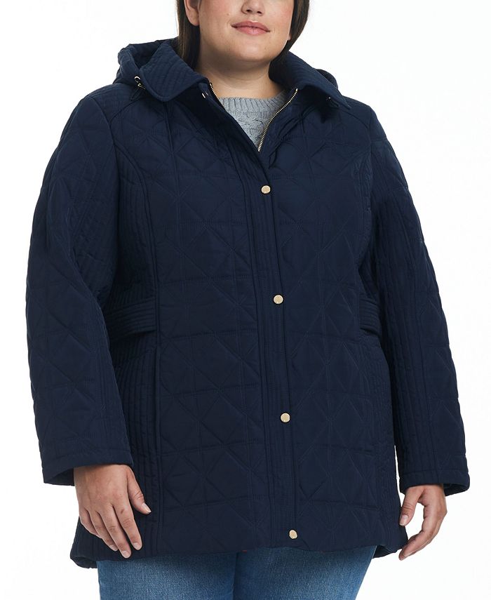 Женское стеганое пальто больших размеров с капюшоном Jones New York, цвет Deep Navy женское стеганое пальто больших размеров calvin klein серый