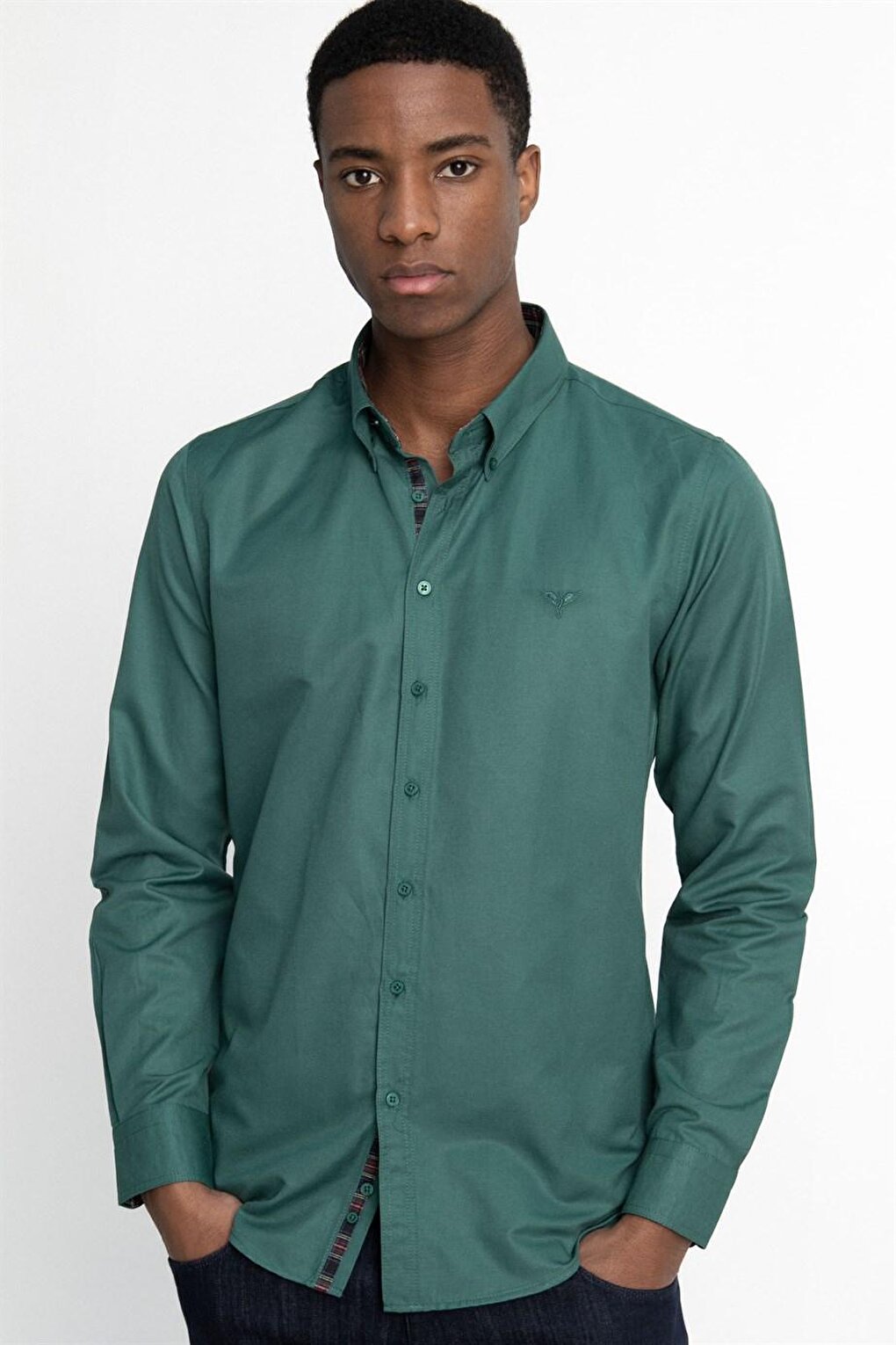 Slim Fit Мужская рубашка с длинным рукавом Slim Fit TUDORS, зеленый