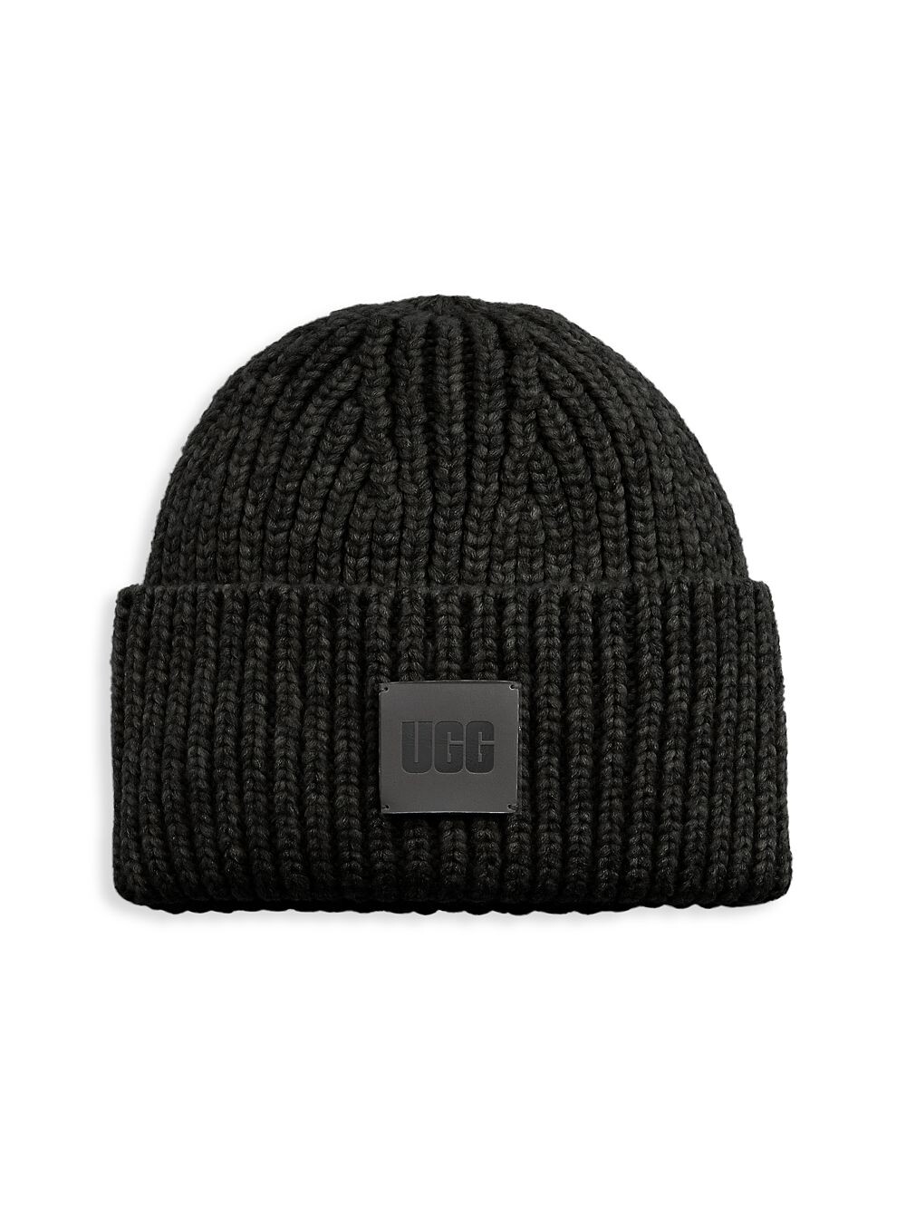 

Широкая вязаная шапка в рубчик UGG, черный