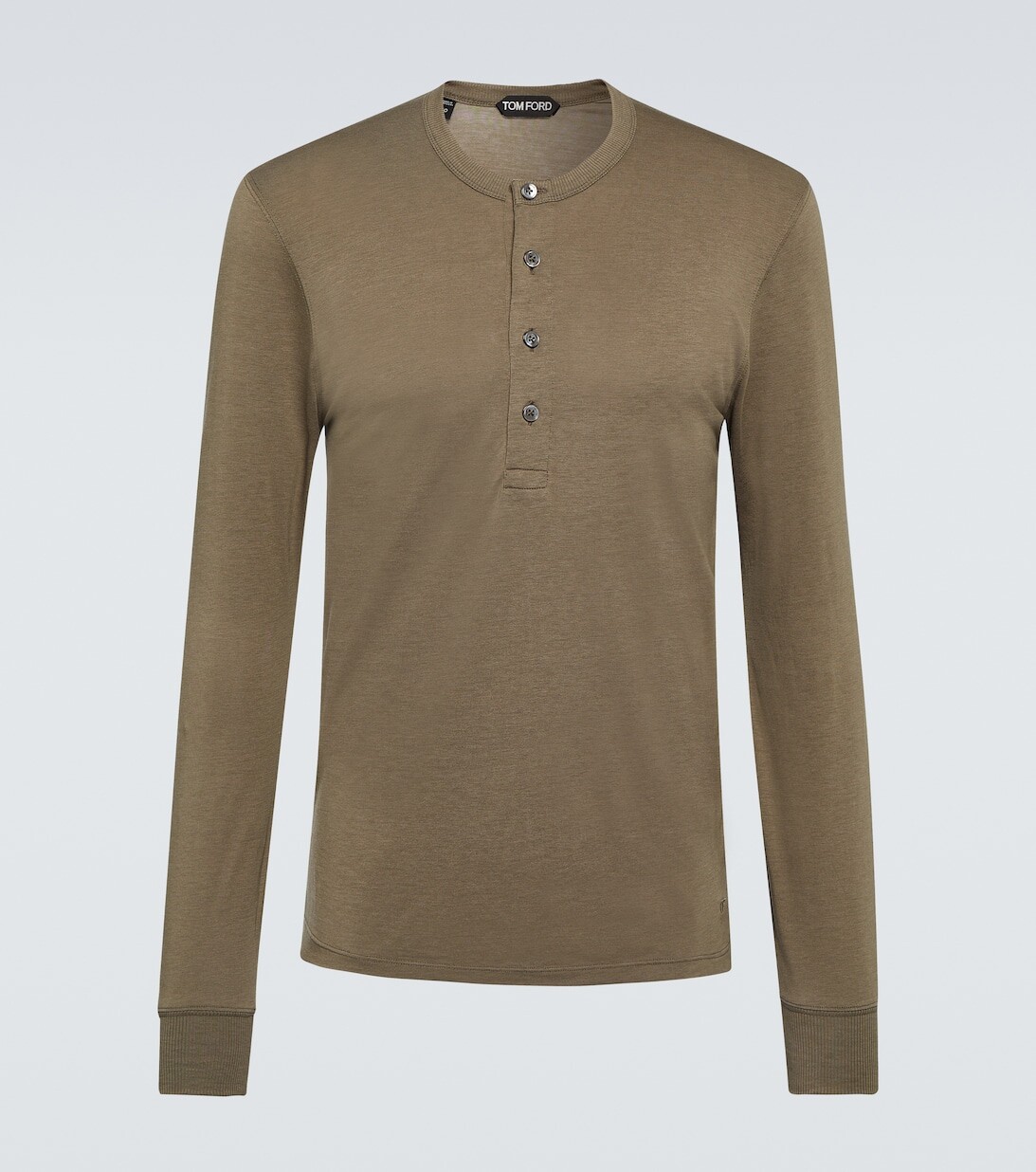 

Рубашка Henley из смесового хлопкового джерси Tom Ford, зеленый