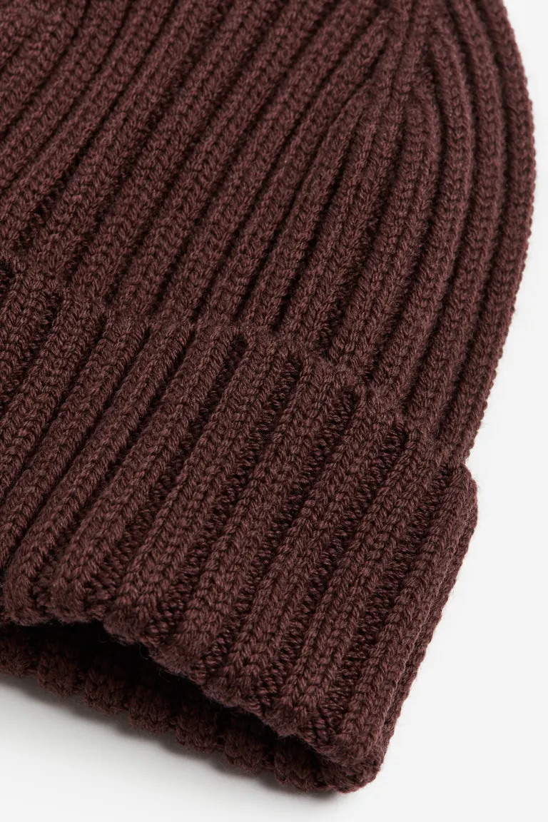 

Шерстяная шапка с эластичной вязкой H&M, коричневый