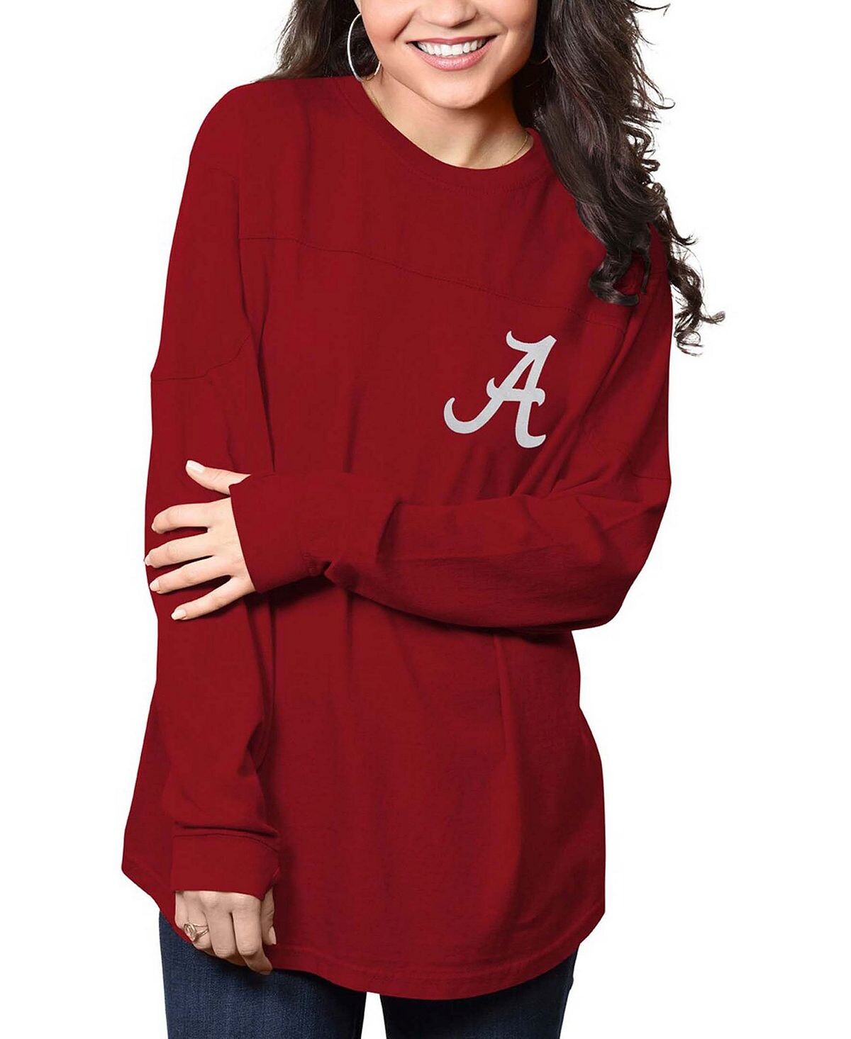 

Женская футболка Crimson Alabama Crimson Tide The Big Shirt, футболка оверсайз с длинным рукавом Pressbox