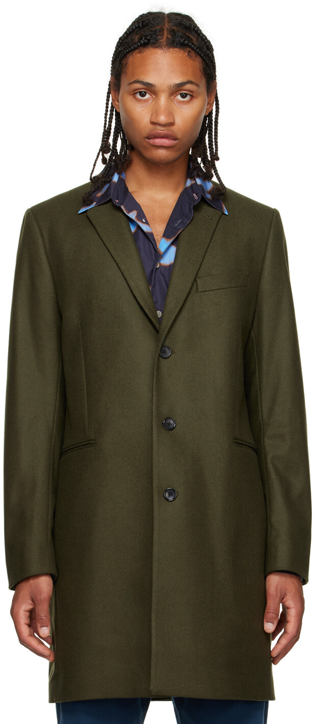

Однобортное пальто цвета хаки PS by Paul Smith