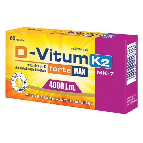 D-Vitum Forte Max 4000j.m +K2 Kapsułki витамин D3+K2, 60 шт.