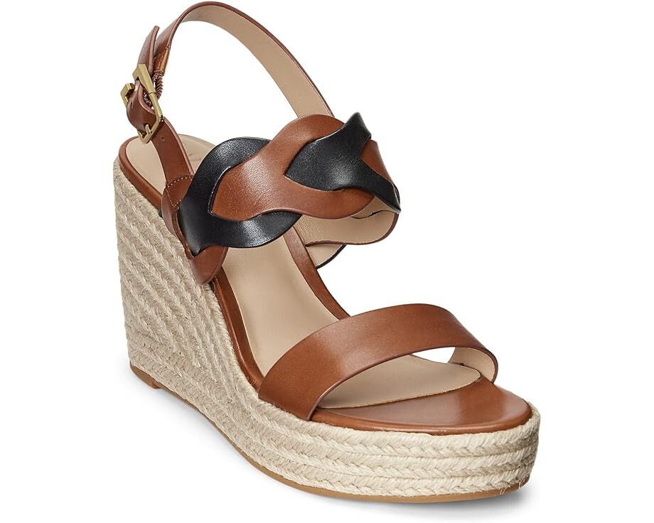 

Туфли LAUREN Ralph Lauren Hazell Leather Espadrille, цвет Deep Saddle Tan/Black