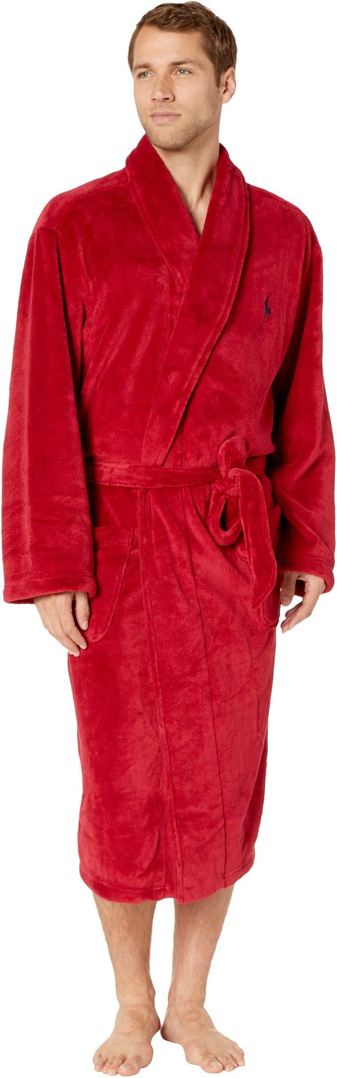 цена Халат Microfiber Plush Long Sleeve Shawl Collar Robe Polo Ralph Lauren, цвет Eaton Red/Cruise Navy Pony Print