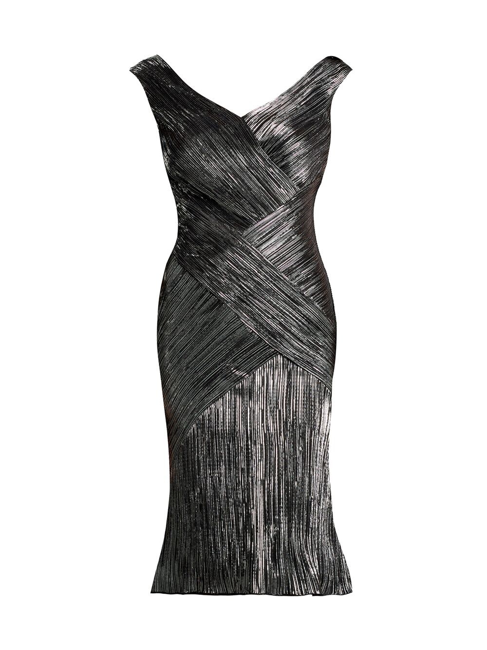 

Мини-платье без рукавов с эффектом металлик Tadashi Shoji, черный