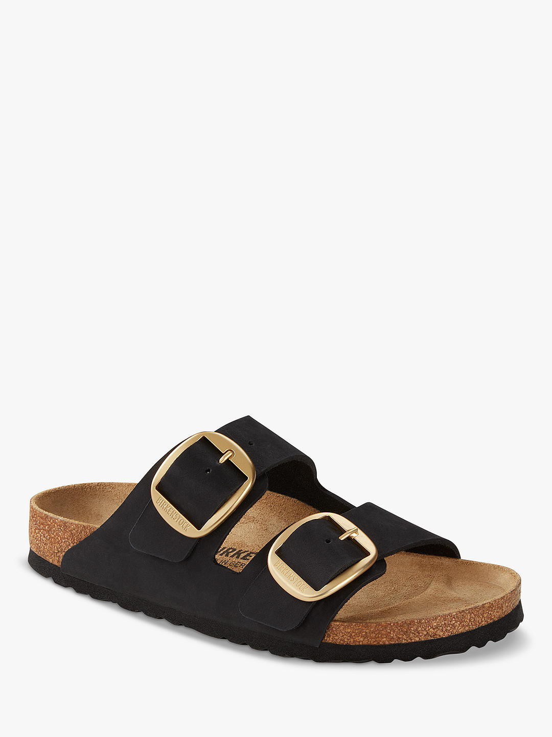 

Сандалии Birkenstock Arizona Regular Fit из нубука с большой пряжкой, черные