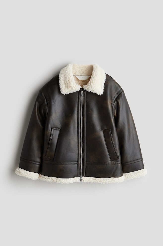 

Куртка с деталями из флиса Тедди H&M, коричневый