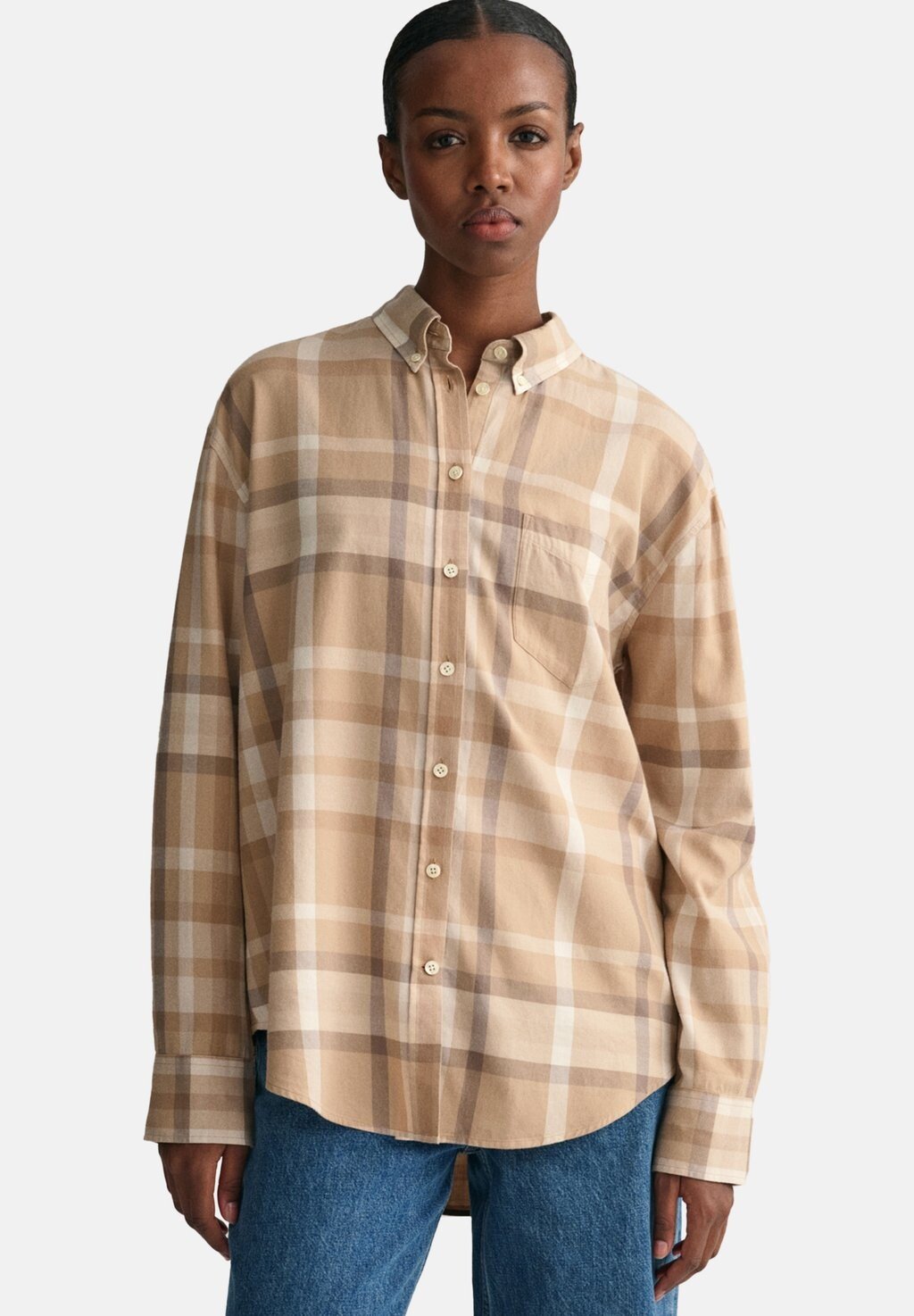 

Рубашка GANT RELAXED FIT CHECKED, цвет dark khaki