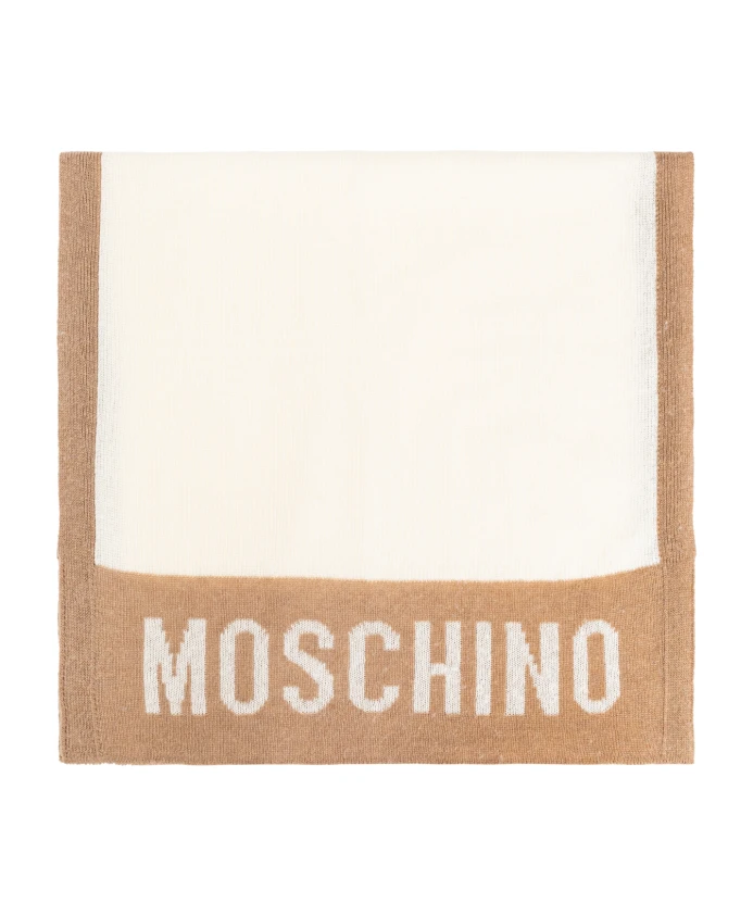 

Шарф с логотипом Moschino, бежевый