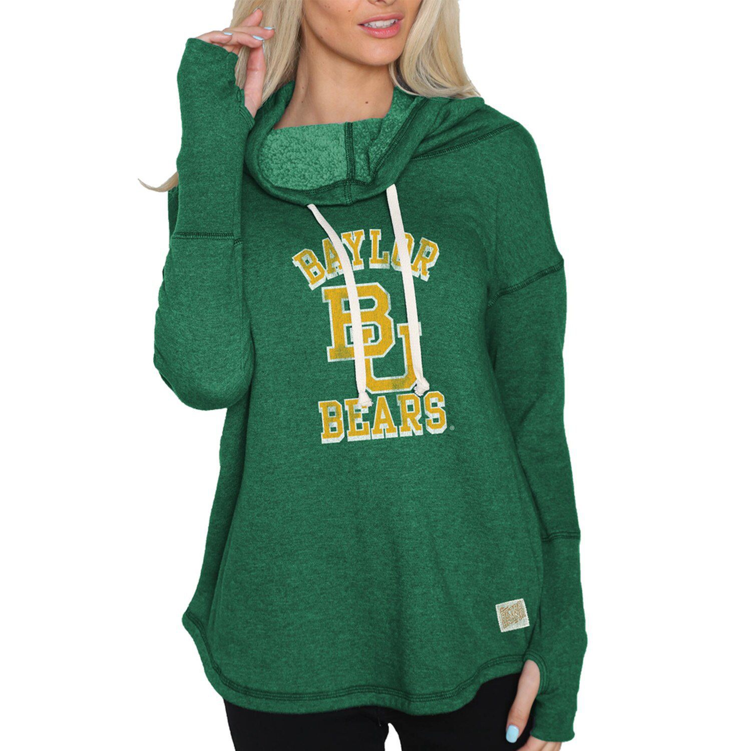 цена Женский оригинальный ретро-брендовый зеленый пуловер с капюшоном Baylor Bears, пуловер с воротником-воронкой