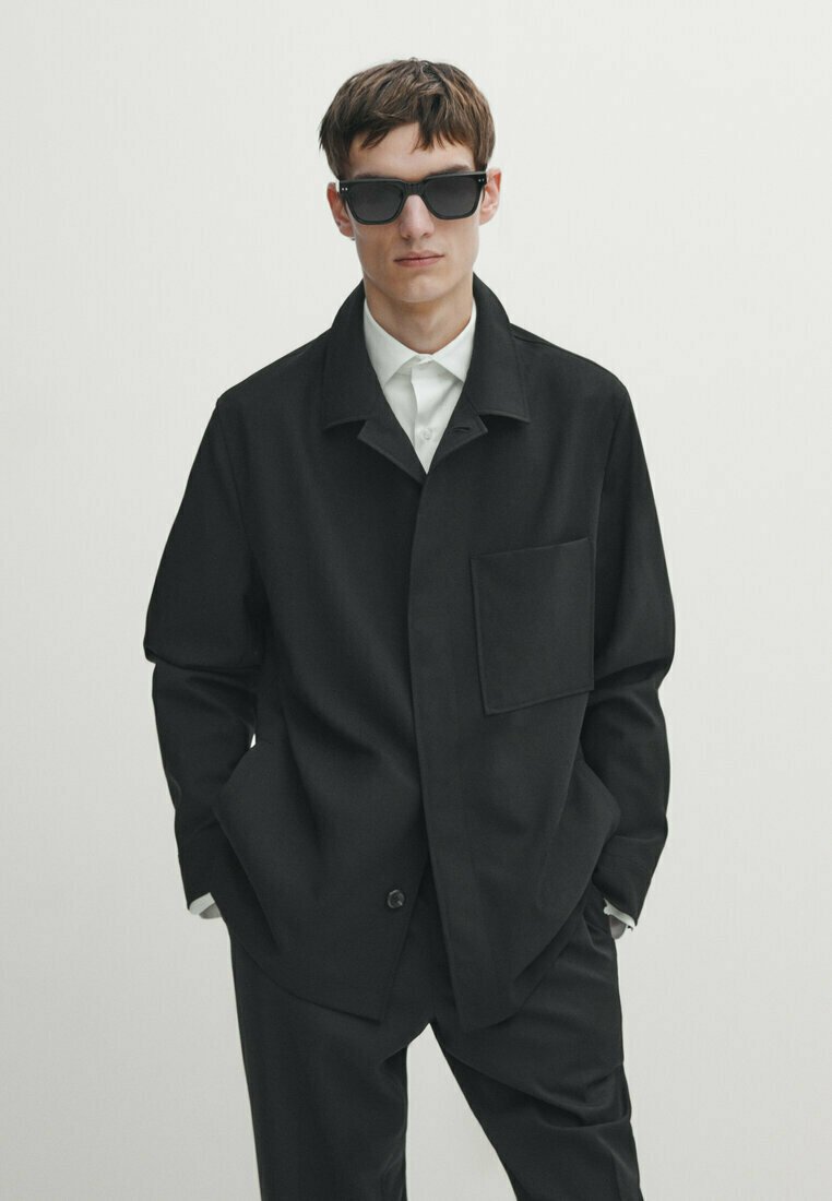 Легкая куртка Massimo Dutti, цвет black легкая куртка weight technical overshirt massimo dutti цвет khaki