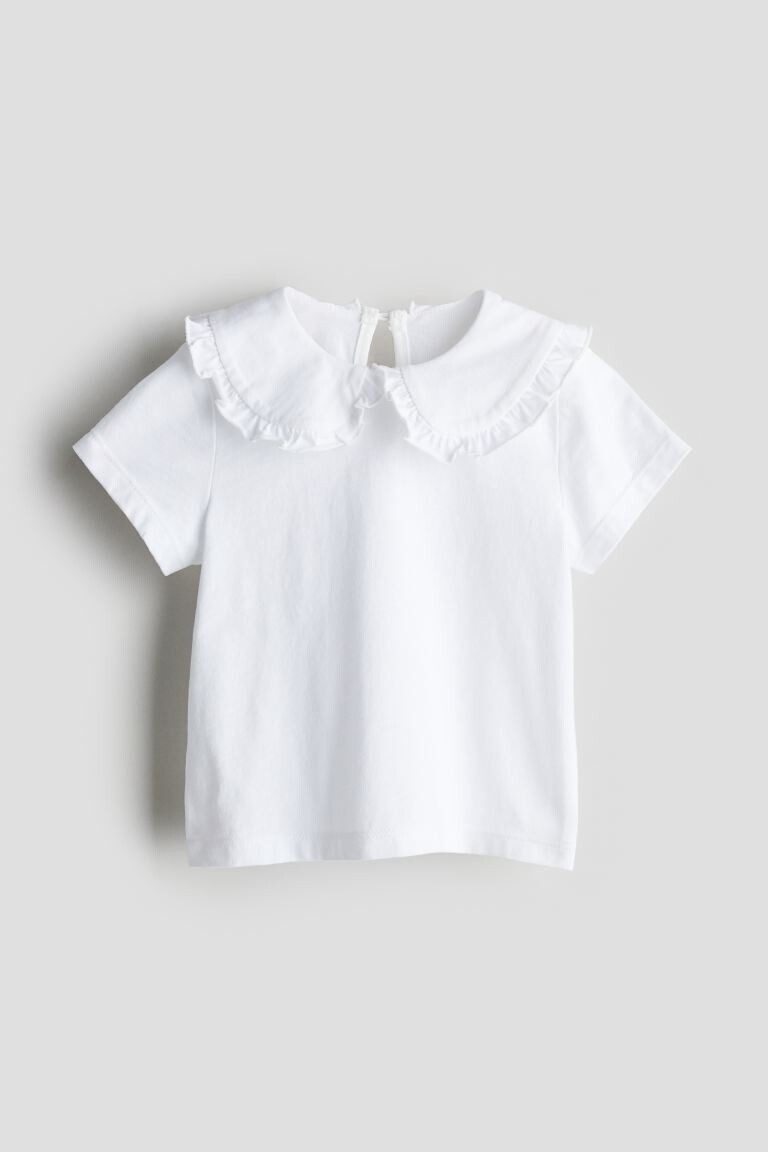 

Рубашка из джерси с воротником H&M, белый