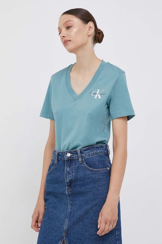 

Хлопковая футболка Calvin Klein Jeans, бирюзовый, Зеленый