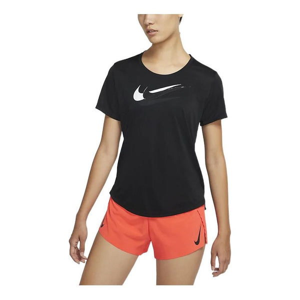 Футболка (WMNS) Nike Solid Color Chest Logo Printing Round Neck Short Sleeve Black T-Shirt, черный