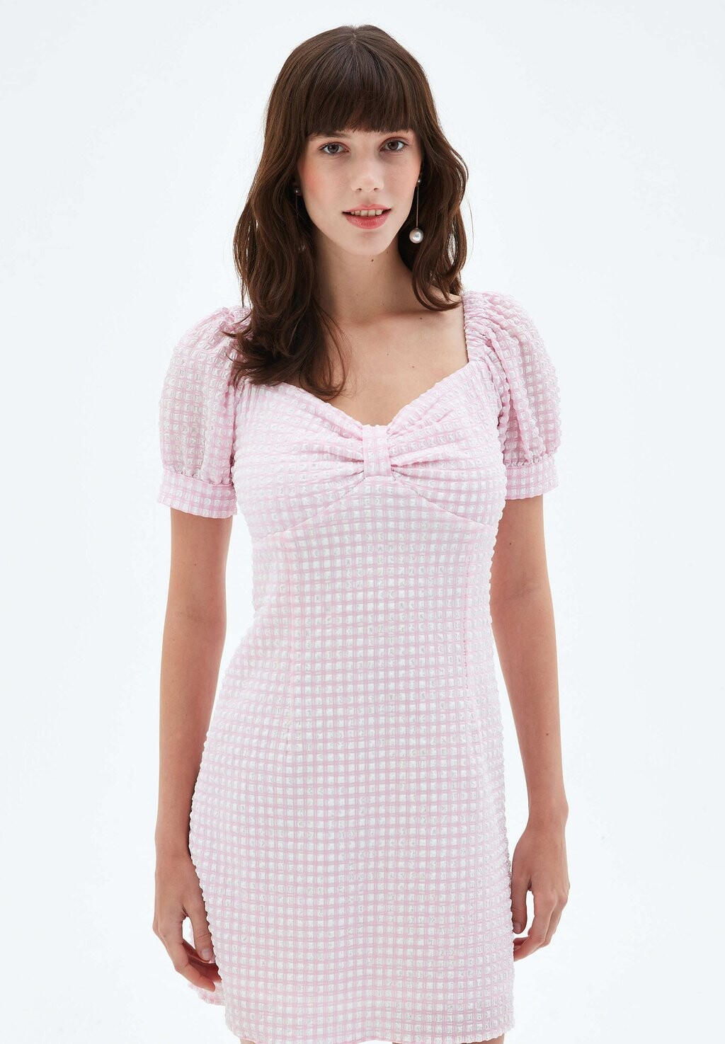 Платье-футляр SHORT BALLOON SLEEVE adL, цвет plaid pink