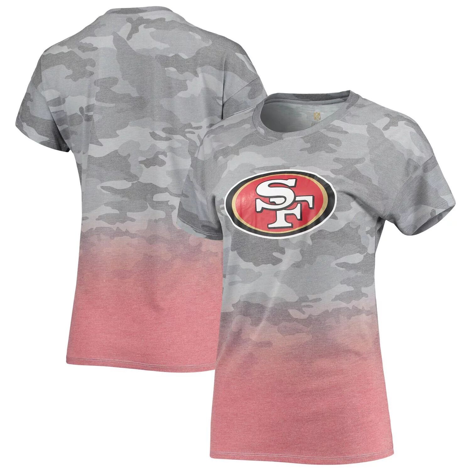 

Серая/алая футболка Juniors San Francisco 49ers Beth Camo Dip-Dye Outerstuff