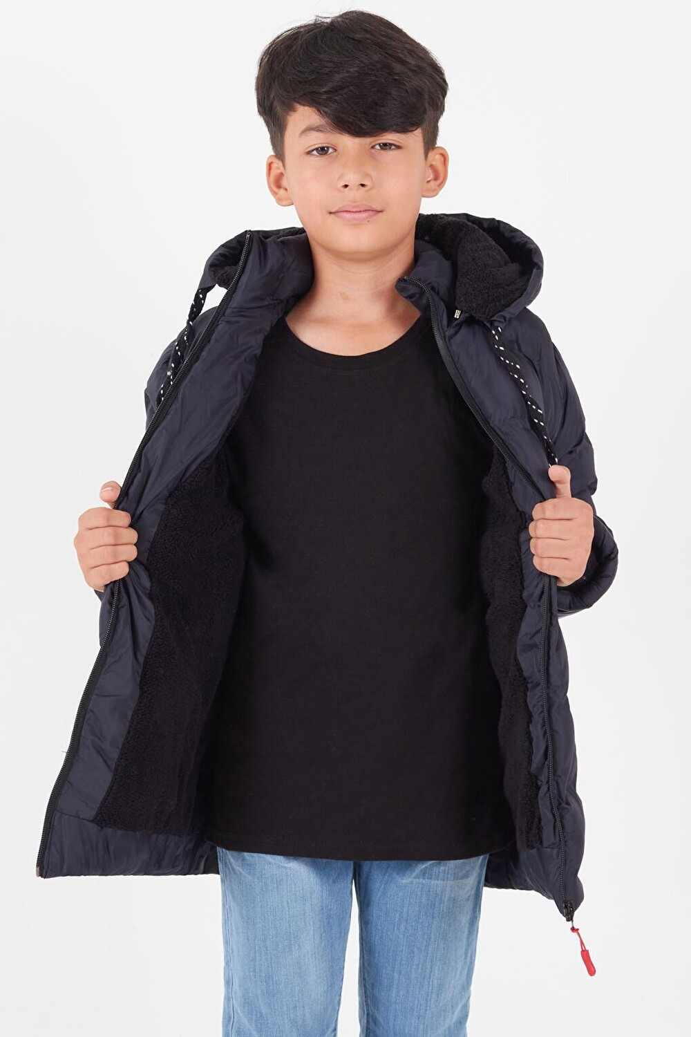 

Пальто для мальчиков Plain Printed Hooded Puffer Coat 14540 Bilen Kids, темно-синий