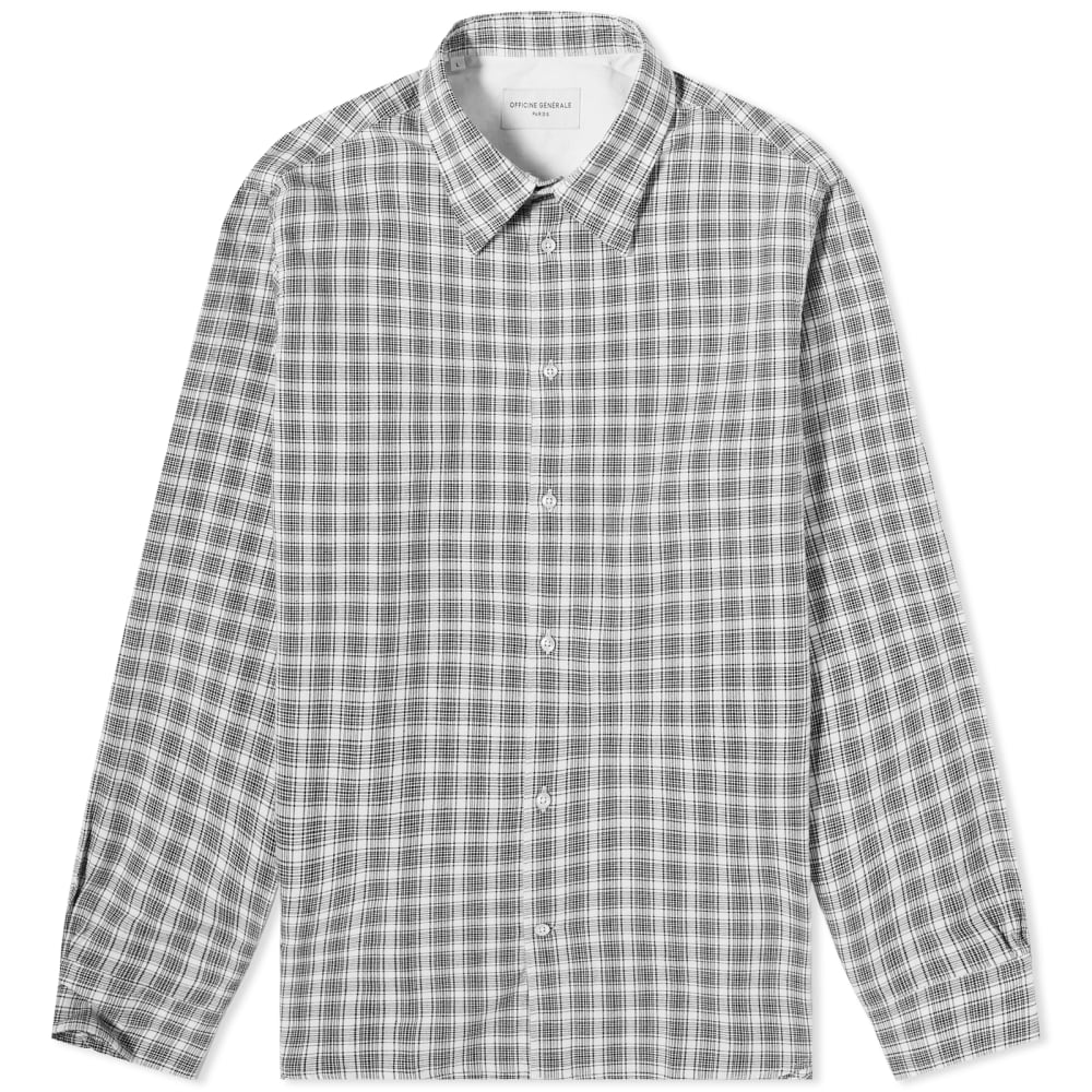 Рубашка в хлопковую клетку Officine Generale Giacomo, белый/черный шерстяная рубашка officine generale harrison
