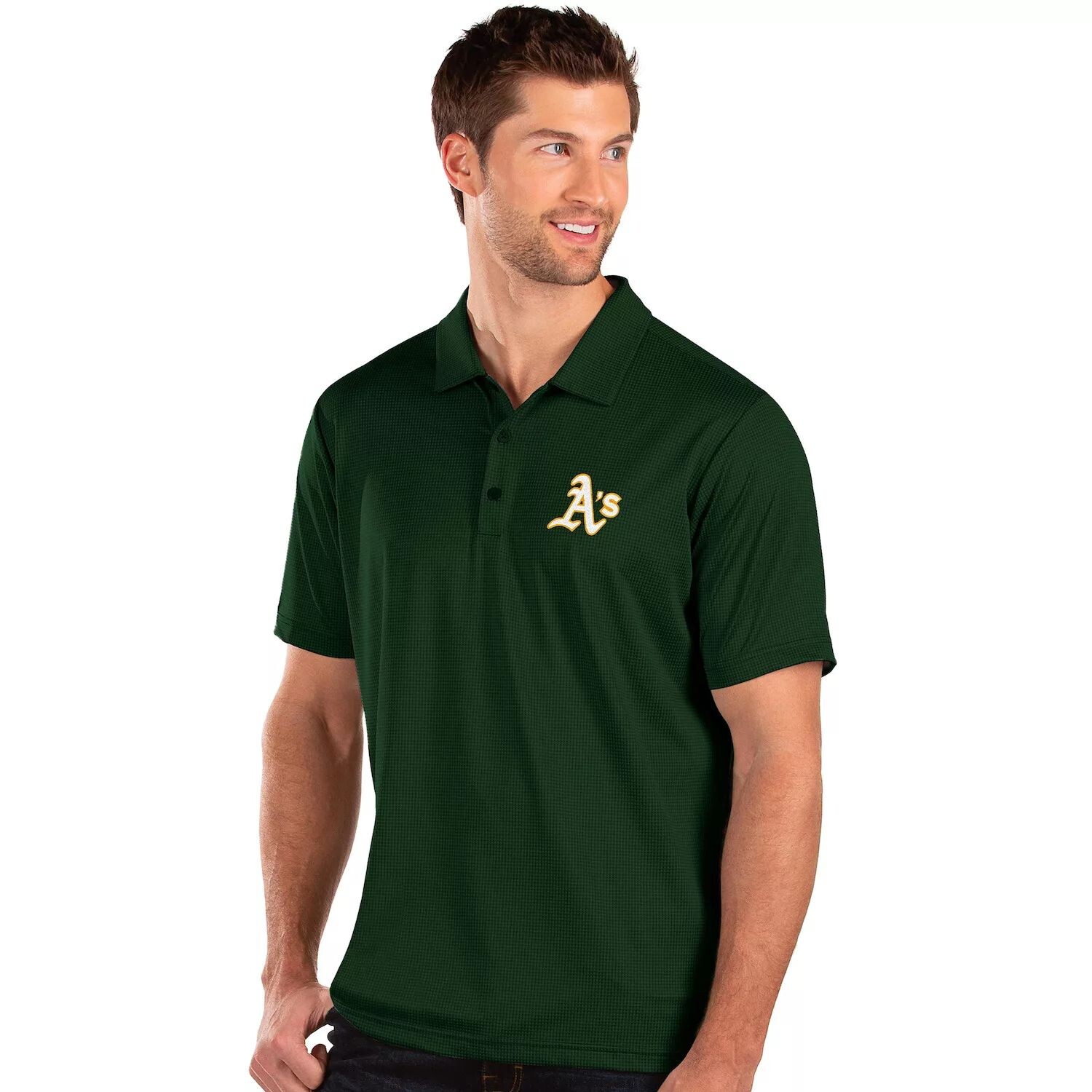 

Мужская футболка-поло Antigua Oakland Athletics Green Balance
