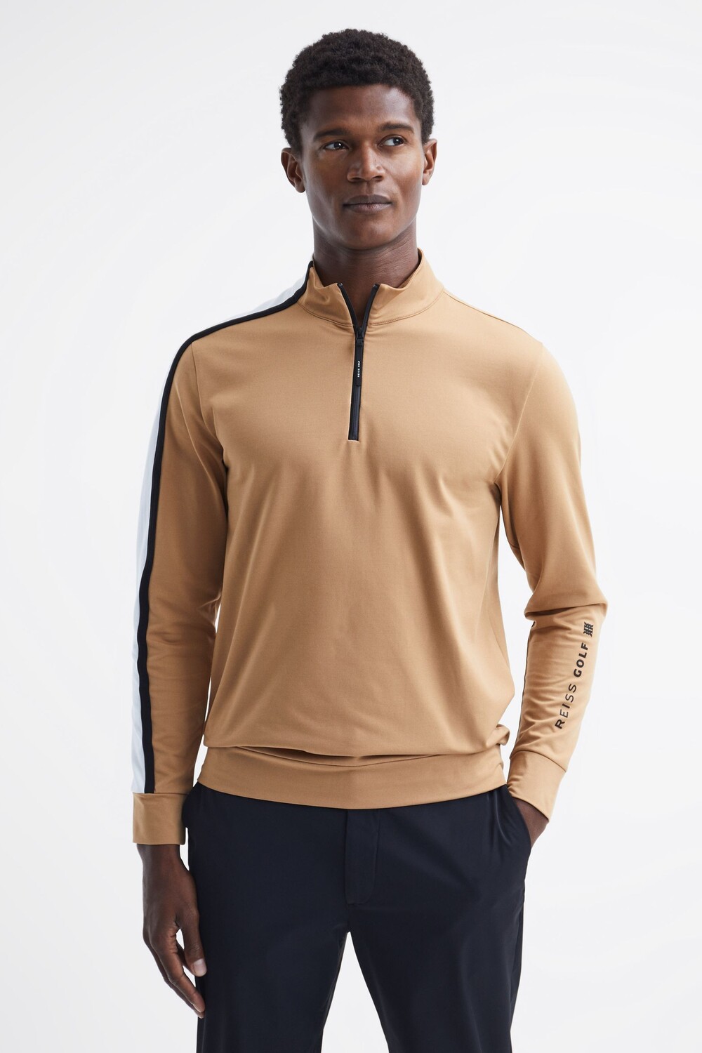 

Топ Kings для гольфа с короткой молнией Reiss, бежевый