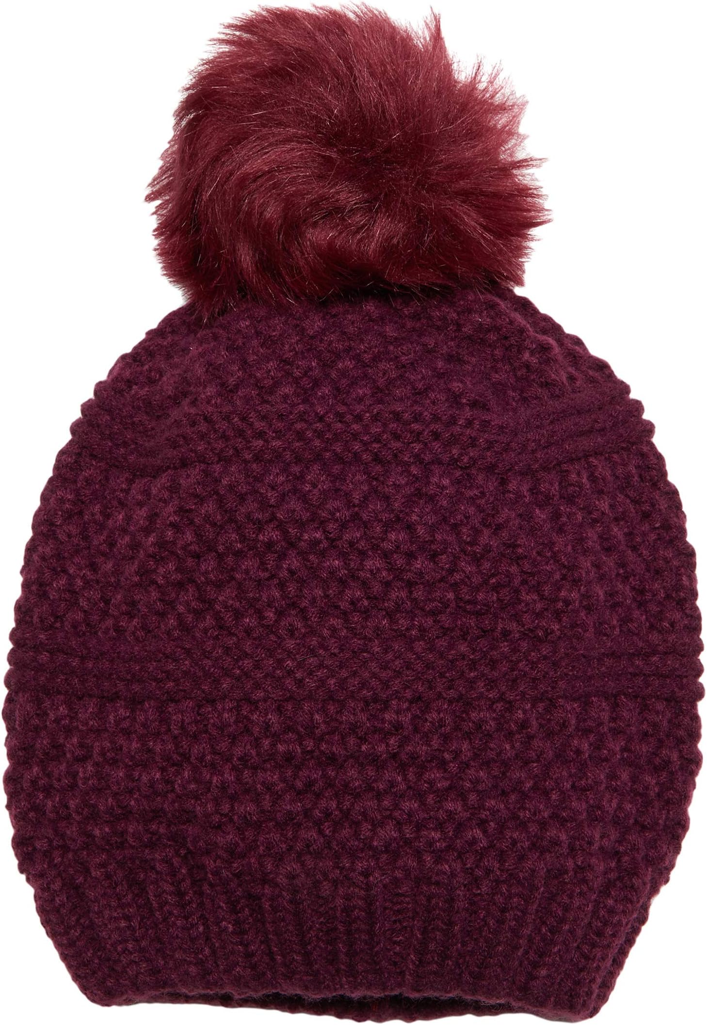 Вязаная шапка с помпоном из искусственного меха San Diego Hat Company, цвет Burgundy