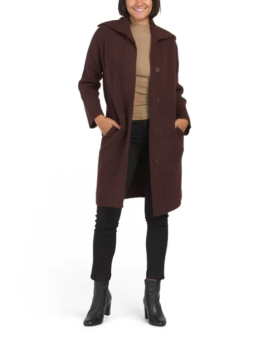 

Кардиган из смесовой шерсти в рубчик с матросским воротником Vince, цвет Black Cherry