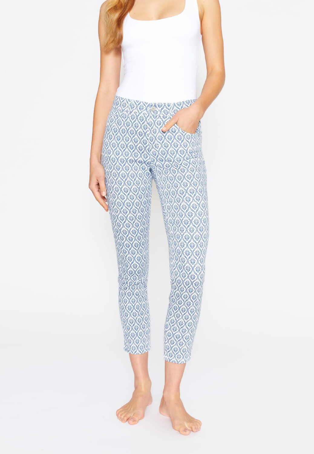 

Брюки ANGELS Stoffhose Hose Ornella mit Ornament Print, темно-синий