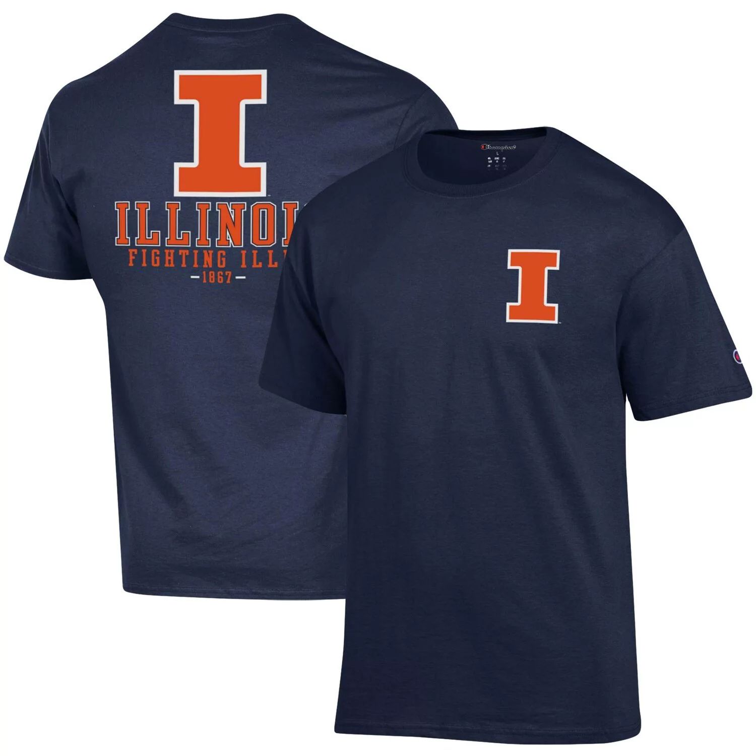 

Мужская футболка Champion Navy Illinois Fighting Illini Stack 2-Hit