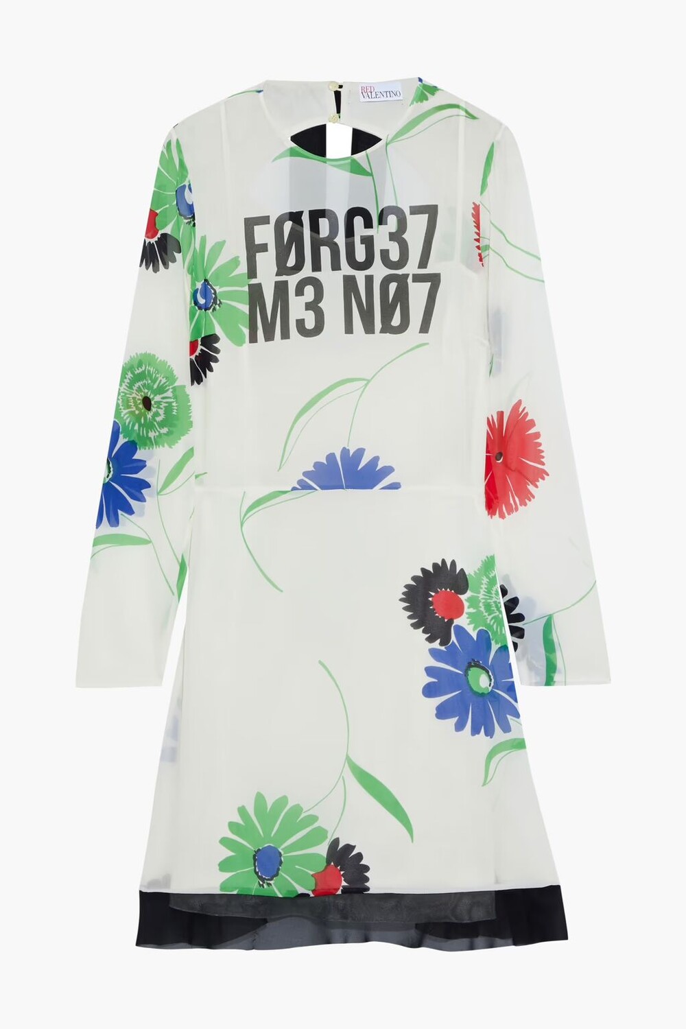 

Платье мини из шелкового шифона с принтом и бантом Redvalentino, цвет Off-white